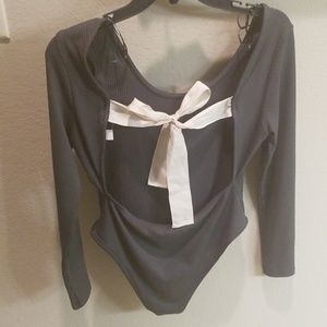 NWT Forest green bodysuit long sleeve tie back